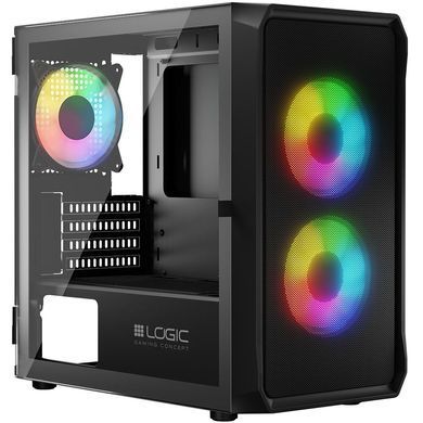 Корпус LogicConcept PORTOS MESH+GLASS ARGB fans 3x120mm BLACK без БЖ mATX (AM-PORTOS-10-0000000-0002) [402940]
