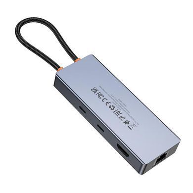 USB-хаб HOCO HB52 Wow 8-in-1 multi-function converter (HDTV+RJ45+SD/TF+PD+Type-C3.0+USB3.0*2) Deep Space Gray (6942007647311) [803286]