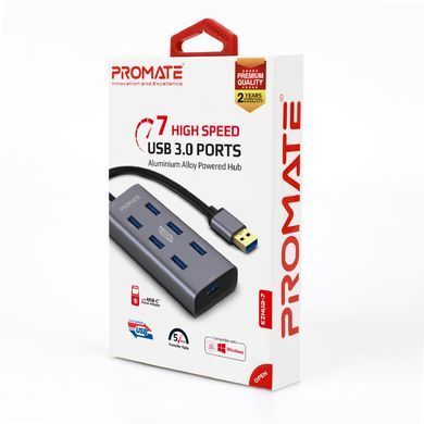 USB-хаб Promate EzHub Grey 7 ports (ezhub-7.grey) [605128]