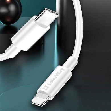 Кабель ColorWay USB Type-C - Lightning (M/M), 3.0 А, 1 м, White (CW-CBPDCL032-WH) [603708]