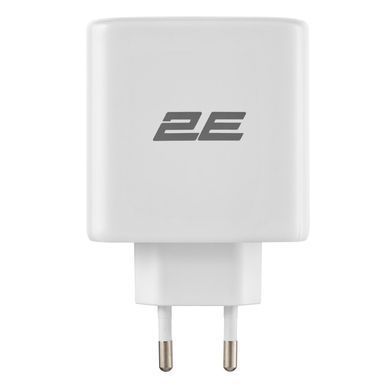 Зарядний пристрій мережевий 2E 65Вт GaN 2хUSB-C/USB-A, PD/QC, білий (2E-WC3USB65W-W) [108361]