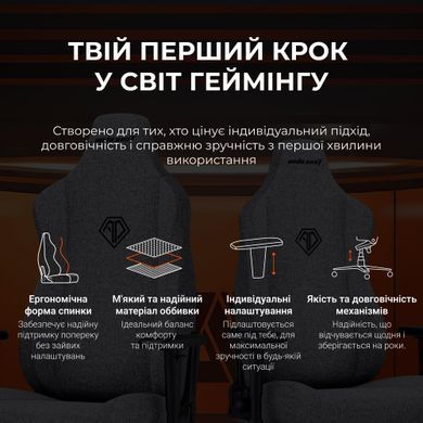 Крісло для геймерів Anda Seat Novis Size L Gray Fabric (AD23-L-01-G-F) [614727]