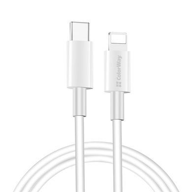 Кабель ColorWay USB Type-C - Lightning (M/M), 3.0 А, 1 м, White (CW-CBPDCL032-WH) [603708]