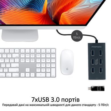 USB-хаб Promate EzHub Grey 7 ports (ezhub-7.grey) [605128]