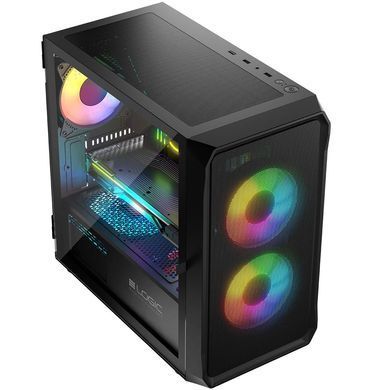 Корпус LogicConcept PORTOS MESH+GLASS ARGB fans 3x120mm BLACK без БЖ mATX (AM-PORTOS-10-0000000-0002) [402940]