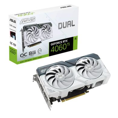 Відеокарта ASUS GeForce RTX 4060 Ti 8GB GDDR6 DUAL OC білий DUAL-RTX4060TI-O8G-WHITE (90YV0J42-M0NA00)