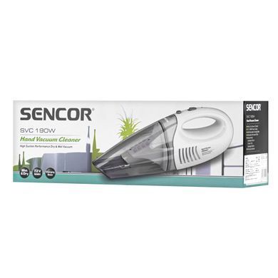 Пилосос Sencor автомобільний, 450Вт, конт пил -0.5л, автон. робота до 15хв, вага-1.5кг, білий (SVC190W) [102320]