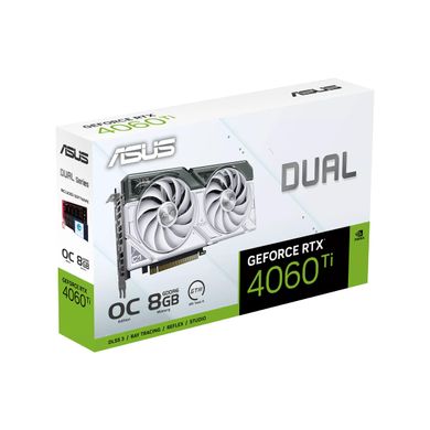 Відеокарта ASUS GeForce RTX 4060 Ti 8GB GDDR6 DUAL OC білий DUAL-RTX4060TI-O8G-WHITE (90YV0J42-M0NA00)