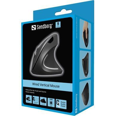 Мишка Sandberg Wired Vertical Mouse Pro 2400 dpi.6кн.1.5м чорна (630-14) [401311]