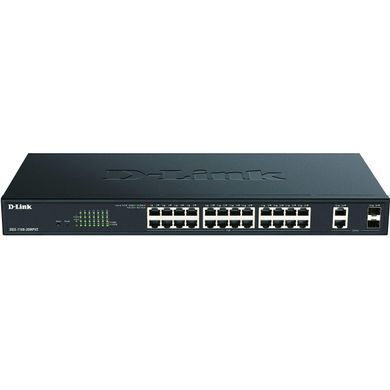 Комутатор D-Link 24xGE PoE, 2xSFP/GE, 370Вт, EasySmart (DGS-1100-26MPV2) [105126]