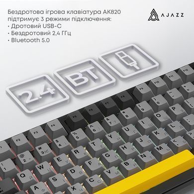 Клавіатура бездротова Ajazz AK820 Max Plus Day Dream Switch Black (AK820MAX-DD-BGY) [612719]