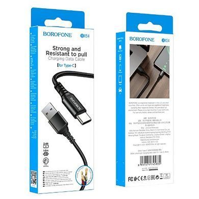 Кабель BOROFONE BX54 Ultra bright Type-C 1m 2.4A Black (6931474745835) [803595]