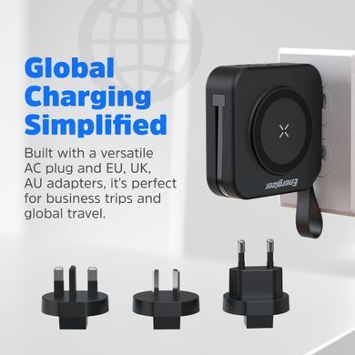УМБ Energizer Magnetic Wireless 10000mAh 20W PD,AC зарядка,QI-15W, built-in USB-C,USB-А,USB-C In/Out (QM10001AC) [404666]