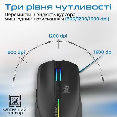 Миша бездротова Promate Kitt Black (kitt.black) [606677]