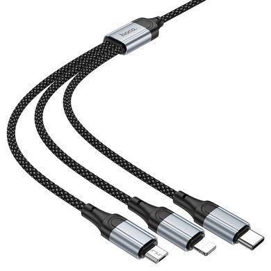 Кабель HOCO X102 Fresh 3-in-1 charging data cable (iP+Micro+Type-C) Black (6942007608794) [803602]