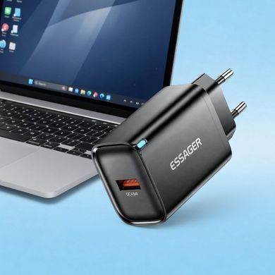 Мережевий зарядний пристрій Essager Flash 45W USB-A QC Black (ECT45W-RPB01-Z) [620286]
