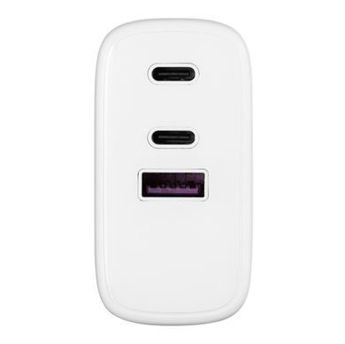 Зарядний пристрій мережевий 2E 65Вт GaN 2хUSB-C/USB-A, PD/QC, білий (2E-WC3USB65W-W) [108361]