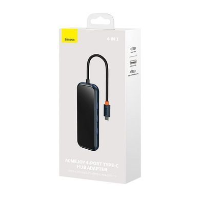 USB-хаб Baseus AcmeJoy 4-Port Type-C HUB Adapter（Type-C to USB3.0*3+Type-C PD&Data *1）Dark Gray (WKJZ010013) [802735]