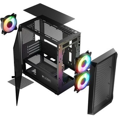 Корпус LogicConcept PORTOS MESH+GLASS ARGB fans 3x120mm BLACK без БЖ mATX (AM-PORTOS-10-0000000-0002) [402940]