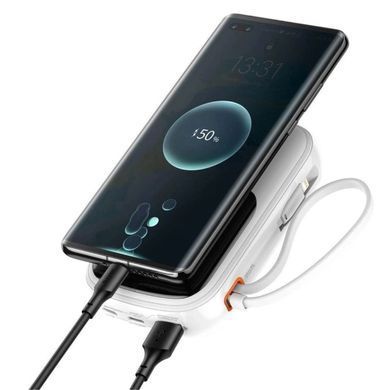 Зовнішній акумулятор Baseus Qpow Pro Digital Display Fast Charge Power Bank 10000mAh 20W iP Edition White（With: Simple charging cable Type-C 3A 0.3m W (PPQD060002) [806522]