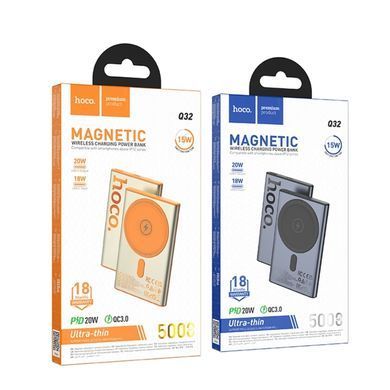Зовнішній акумулятор HOCO Q32 Bird PD20W wireless magnetic power bank(5000mAh) Metal Gray (6942007634076) [806294]