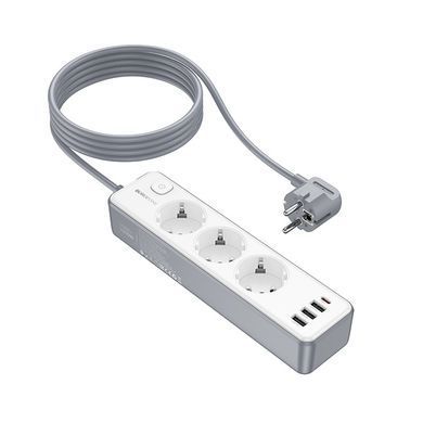 Мережевий подовжувач BOROFONE BAC9 Power 3-position socket(PD20W/1C3A)(EU/GER)(L=2M) White (6941991116650) [802786]