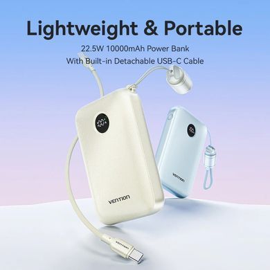 УМБ Vention 10000mAh 22,5W Fast Charging, USB-A, 2xUSB-C Blue (FKAL0-C) [404536]