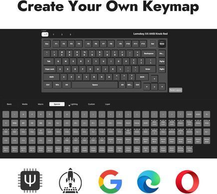 Клавіатура механічна Lemokey X4 84Key, Keychron Red, USB-A, QMK/VIA, EN/UKR, Red led, чорний (X4-A1-UA) [103648]