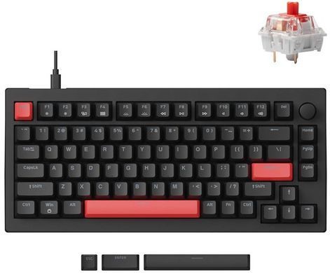 Клавіатура механічна Lemokey X4 84Key, Keychron Red, USB-A, QMK/VIA, EN/UKR, Red led, чорний (X4-A1-UA) [103648]