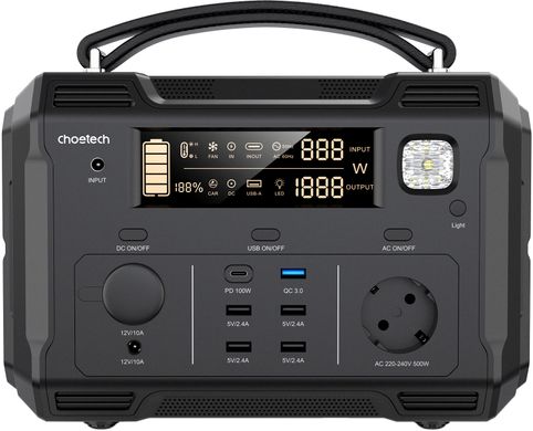 Зарядна станція Choetech BS004 500Вт (484Вт/г) QC 3.0, USB-C PD100 Вт