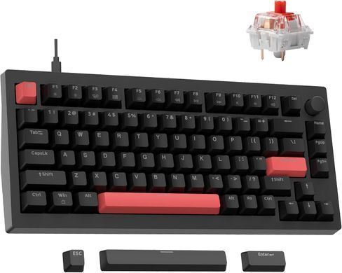Клавіатура механічна Lemokey X4 84Key, Keychron Red, USB-A, QMK/VIA, EN/UKR, Red led, чорний (X4-A1-UA) [103648]