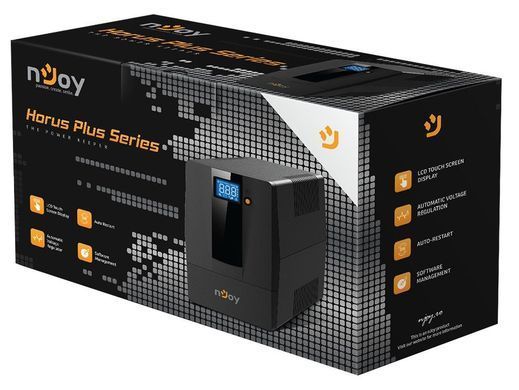Джерело безперебійного живлення NJOY Horus Plus 600 (PWUP-LI060H1-AZ01B) Lin.int., AVR, 2 x евро, USB, LCD, пластик (Horus Plus 600 USB) [610746]