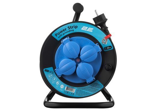 Подовжувач мережевий 2E REEL 20м, 4xТипF, 16A, чорно-синій (2E-CR4315IP44M20) [110627]