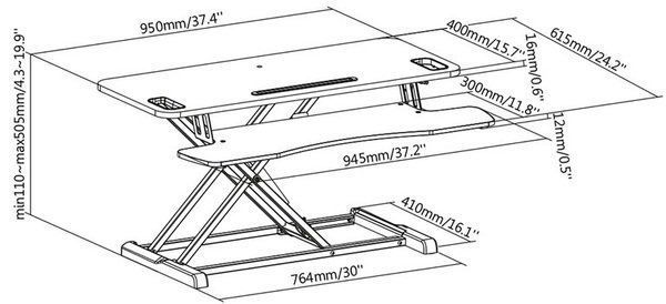 Підставка для монітора DIGITUS Ergonomic Workspace Riser, до 15кг, чорна (DA-90380-1) [108780]