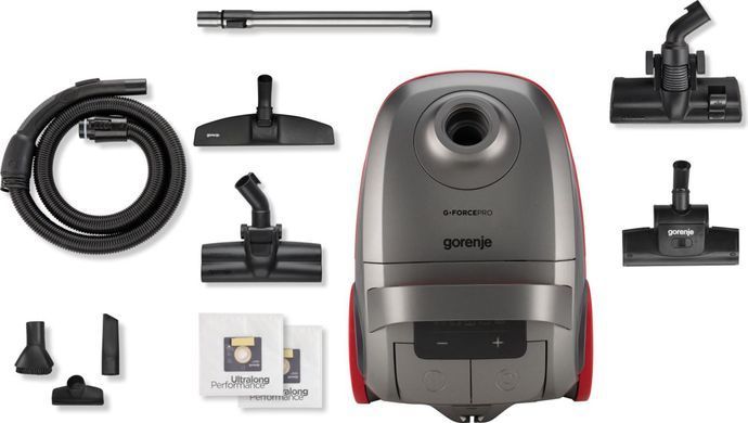 Пилосос Gorenje мішковий, 700Вт, 3л, HEPA, щітка Xpand Zone, turbo brush, телескоп, чорний графіт (VCEA24GPRA) [105716]