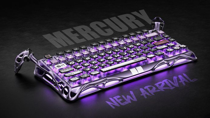 Клавіатура механічна GravaStar Mercury V75 Pro 80keys, Magnetic Jade Gaming, 8K, USB-A, RGB, Iron Purple (GS_V75_PRO_PL) [113142]