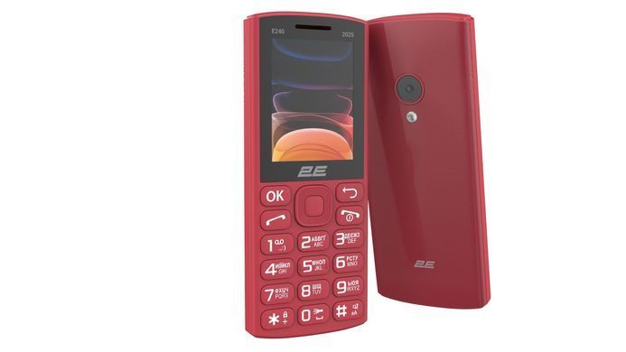 Мобільний телефон 2E E240 2025 2.4" 2SIM, 1400мА&bull;год, червоний (794300867219) [115368]