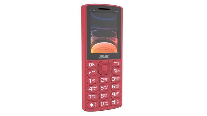 Мобільний телефон 2E E240 2025 2.4" 2SIM, 1400мА&bull;год, червоний (794300867219) [115368]