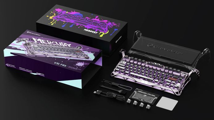 Клавіатура механічна GravaStar Mercury V75 Pro 80keys, Magnetic Jade Gaming, 8K, USB-A, RGB, Iron Purple (GS_V75_PRO_PL) [113142]