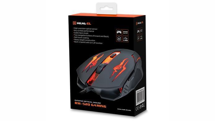 Миша REAL-EL RM-520 Gaming Black (EL123200020) [606486]