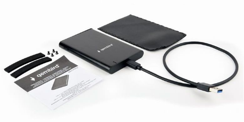 Зовнішня кишеня Gembird SATA HDD 2.5", USB 3.1, алюміній, Black (EE2-U3S-6) [608517]