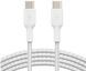 Кабель USB-C > USB-C заряджання/синхронізації Belkin 1м, 60Вт, Type-C, плетений, білий (CAB004BT1MWH) [108659], фото 1