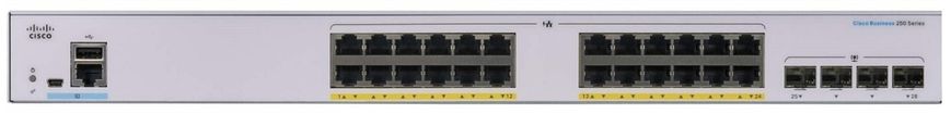 Cisco Комутатор CBS250 Smart 24-port GE, PoE, 4x1G SFP (CBS250-24P-4G-EU)