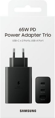 Зарядний пристрій мережевий Samsung 65Вт 2xUSB-С PD PPS/USB-A, чорний (EP-T6530NBEGEU) [108414]