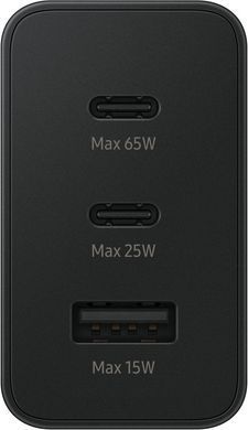 Зарядний пристрій мережевий Samsung 65Вт 2xUSB-С PD PPS/USB-A, чорний (EP-T6530NBEGEU) [108414]