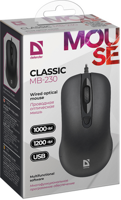 Миша Defender Classic MB-230 4кнопки,1000/1200dpi, Чорний (52231) [202934]