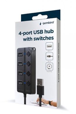 USB-хаб Gembird 4 ports з вимикачами (UHB-U2P4P-01) [605120]