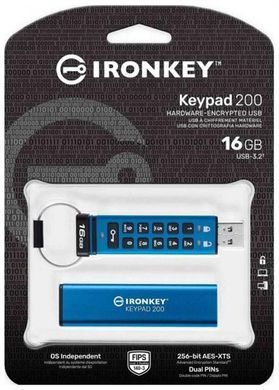 Флеш-накопичувач USB3.2 16GB Kingston IronKey Keypad 200 Type-A Blue (IKKP200/16GB) [607319]