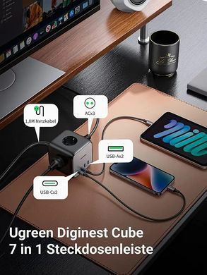 Мережевий зарядний пристрій UGREEN CD268 65W DigiNest Cube (2C2A) (UGR-60113) [803349]