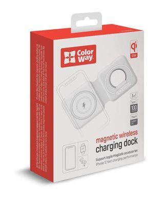 Бездротовий зарядний пристрій ColorWay MagSafe Duo Charger 15W for iPhone White (CW-CHW32Q-WT) [613207]